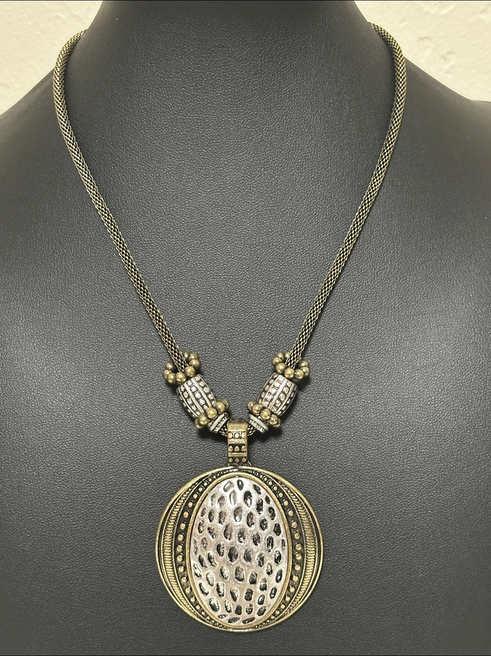 Premier Designs NEW Antique Brass & Pewter Two-Tone Statement Necklace